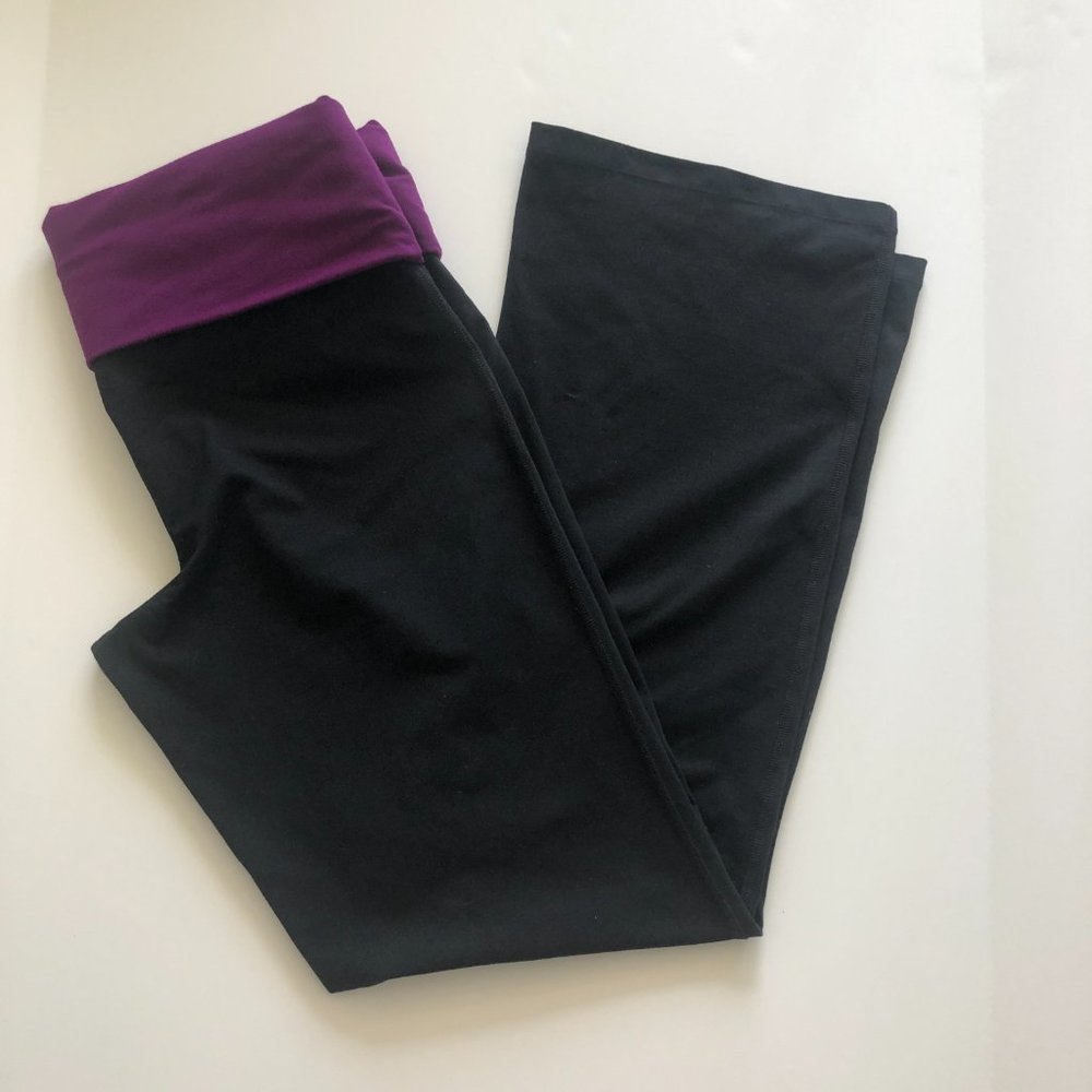 Xersion performance slim fit pant Black W Bright Purple Waistband Sz-Large